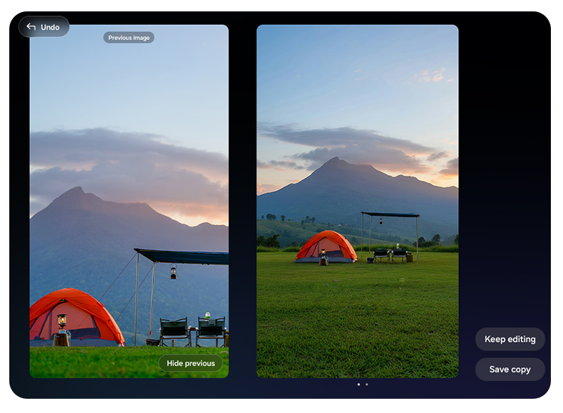 The original and the edited version can be viewed side by side on the main screen of Galaxy Z Fold8 Ultra.