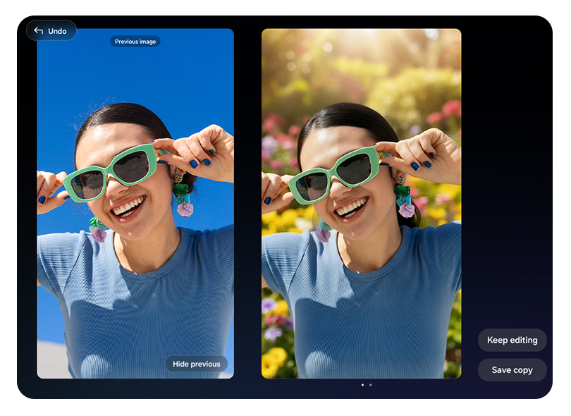 The original and the edited version can be viewed side by side on the main screen of Galaxy Z Fold8.